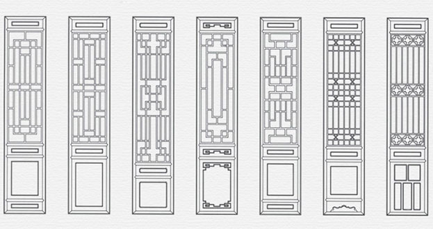 凉州常用中式仿古花窗图案隔断设计图